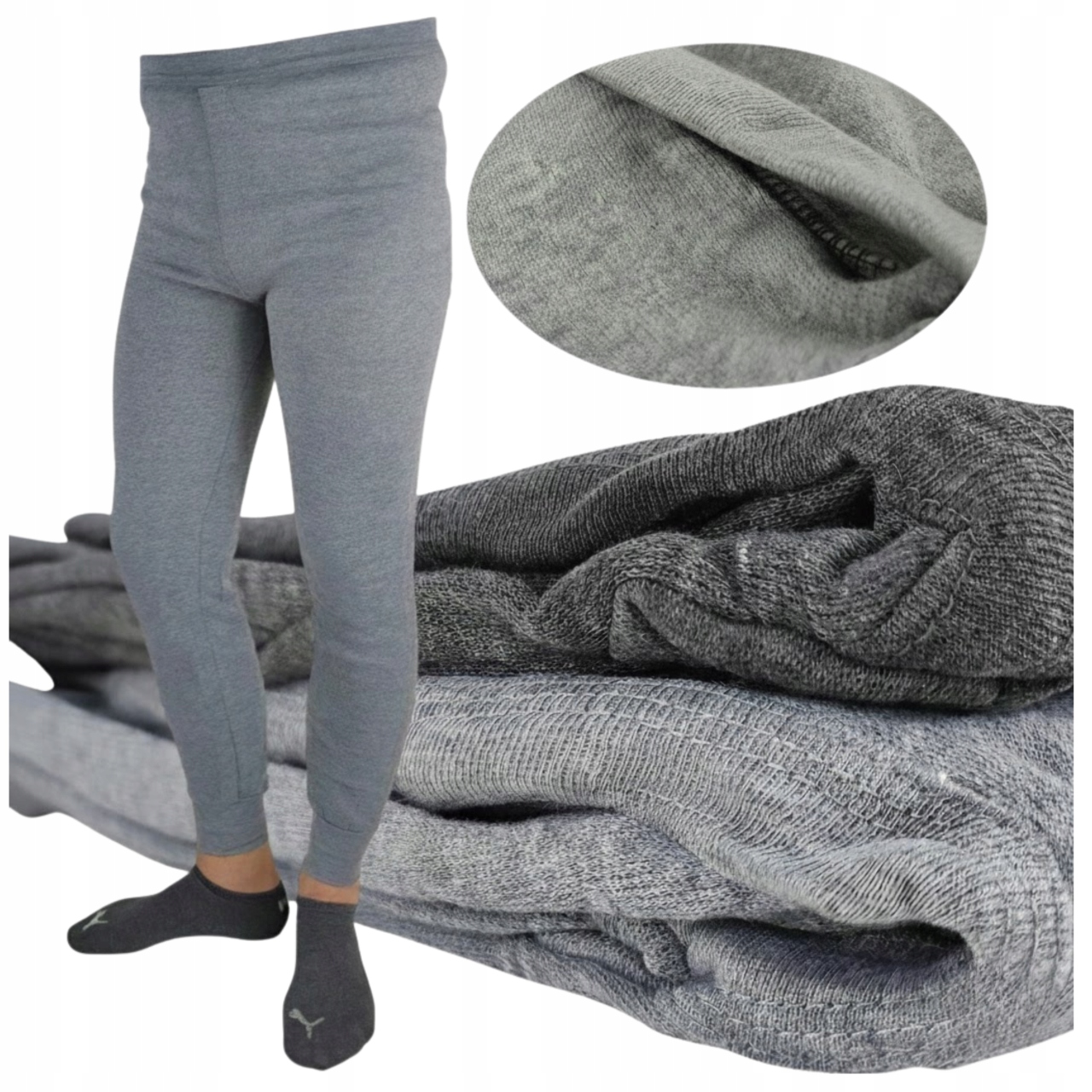 4 SZT KALESONY CHŁOPIĘCE SPODNIE OCIEPLANE CIEPŁE LEGGINSY 104/110cm Kolor szary