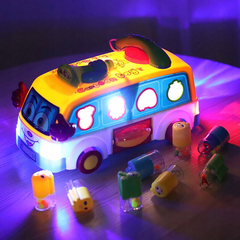 DUŻY AUTOBUS MUZYCZNY BUS DLA DZIECI SORTER KLOCKÓW GRZECHOTKI TELEFON LED Marka click4TOYS