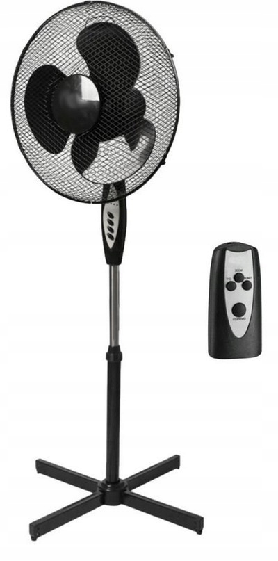 Podlahový Ventilátor Černý Dálkový Ovladač 40 cm