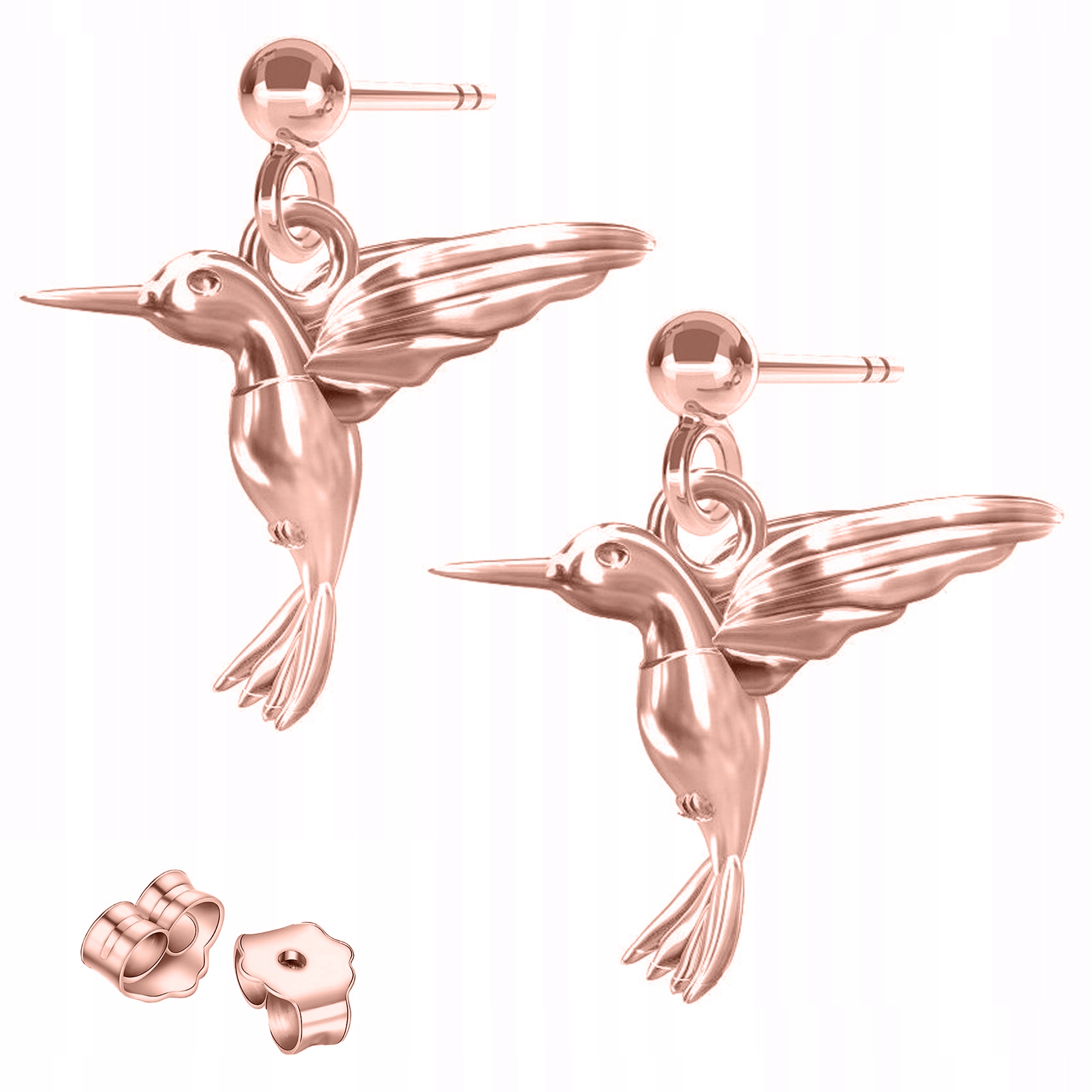 Náušnice Pozlacené Ptáci Ptáčci Kolibříci Bird Kolibřík Vlaštovka Stříbro 925