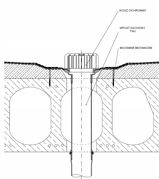 Wpust jednościenny dachowy TOPWET TWJE 110 PVC Rodzaj Rura spustowa