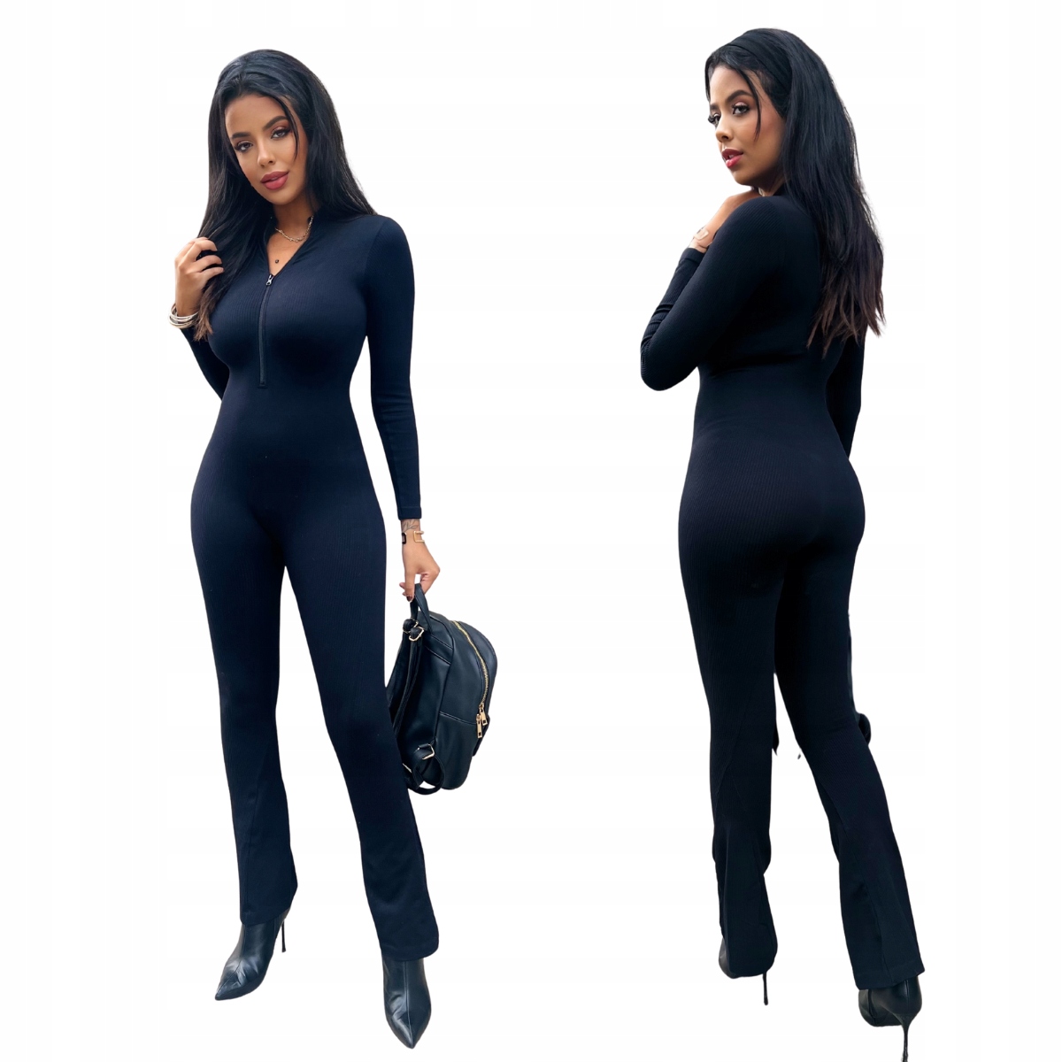 Kombinéza zvony, černá, elastická Limia na zip, velikost One size