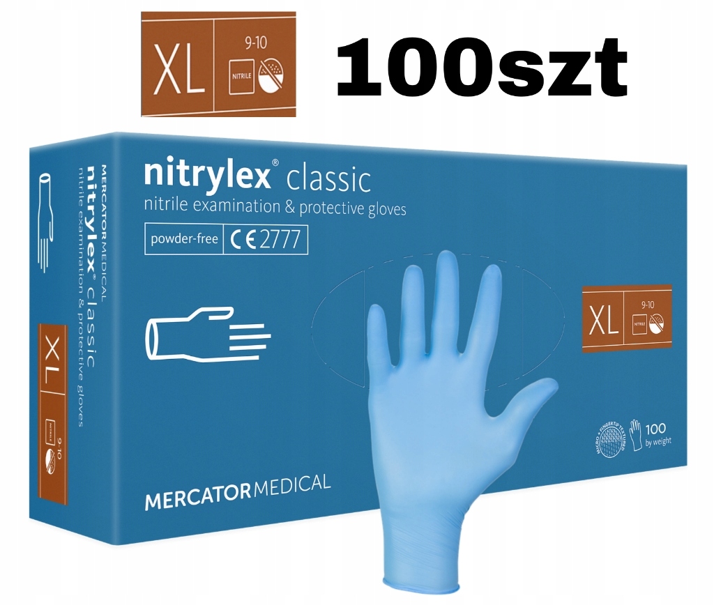 

Rękawiczki Nitrylowe Niebieskie 100SZT XL