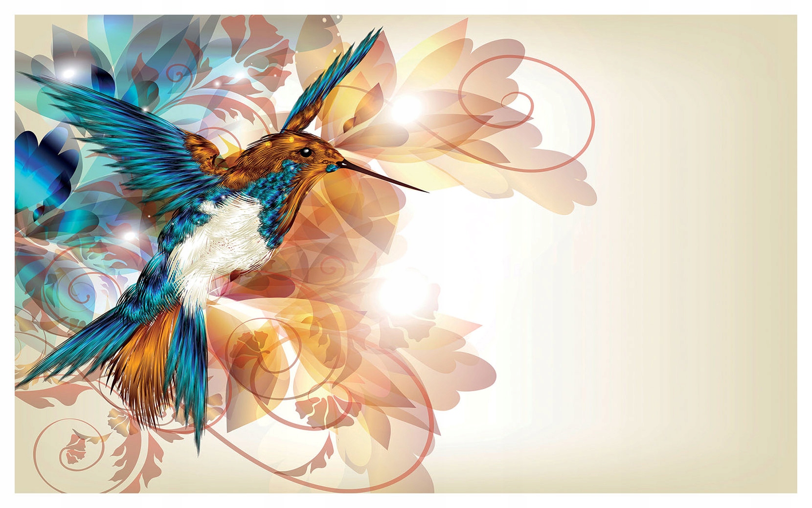 Fototapeta Kolibříci květiny jaro abstrakce dynamika 254x184 lepidlo