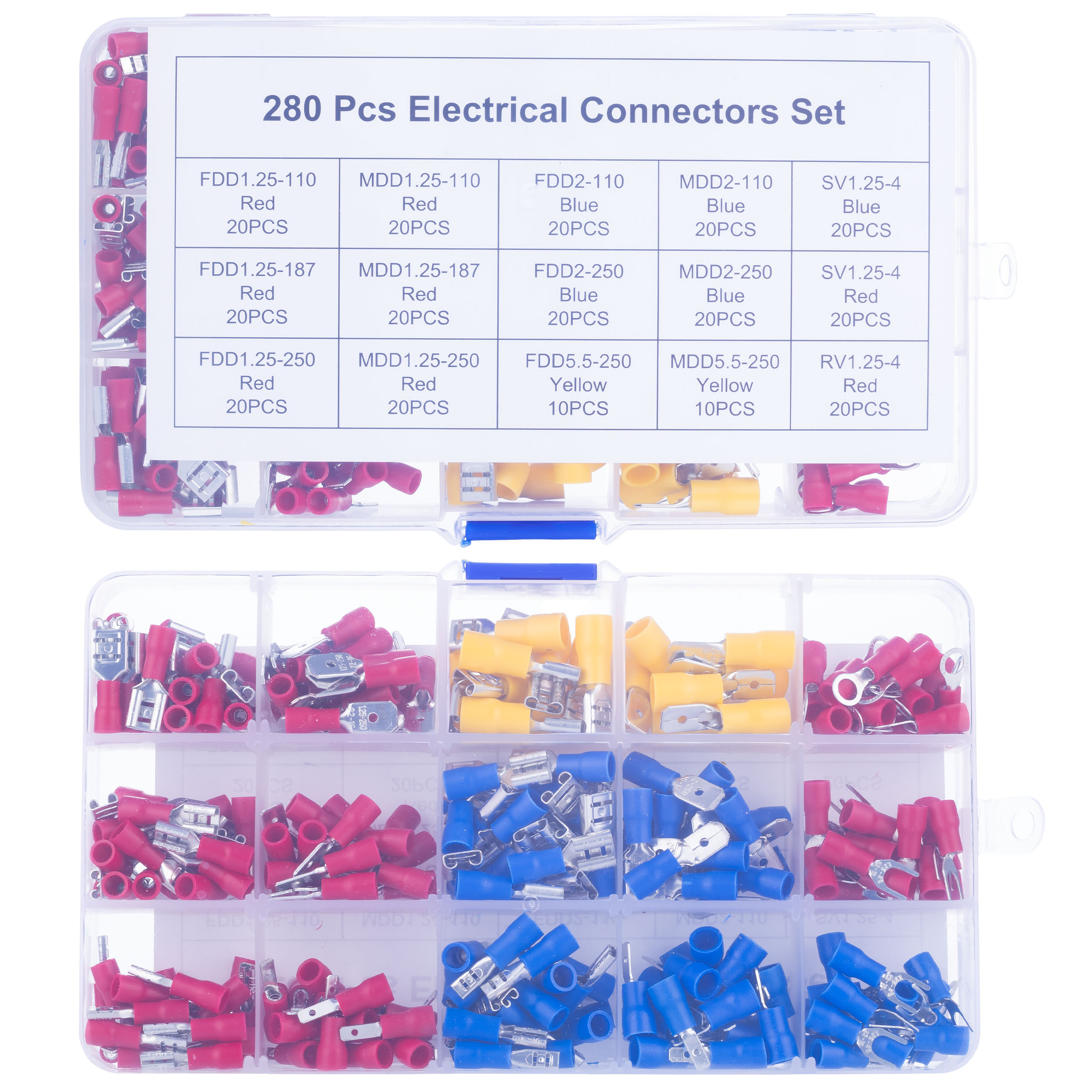WIELKI ZESTAW ZŁĄCZEK KONEKTORÓW IZOLOWANYCH DO PRZEWODÓW 280SZT 15 ROZMIAR Marka Rosfix