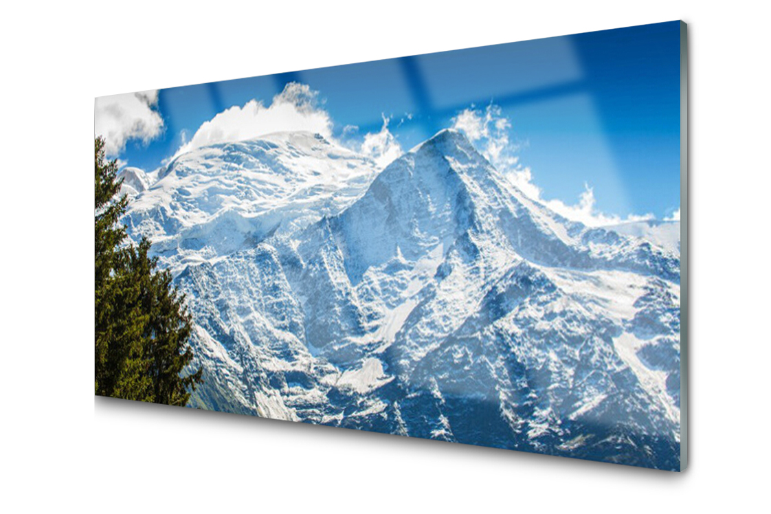 Sklenený panel dekor Hora Strom 120x60 Lepidlo
