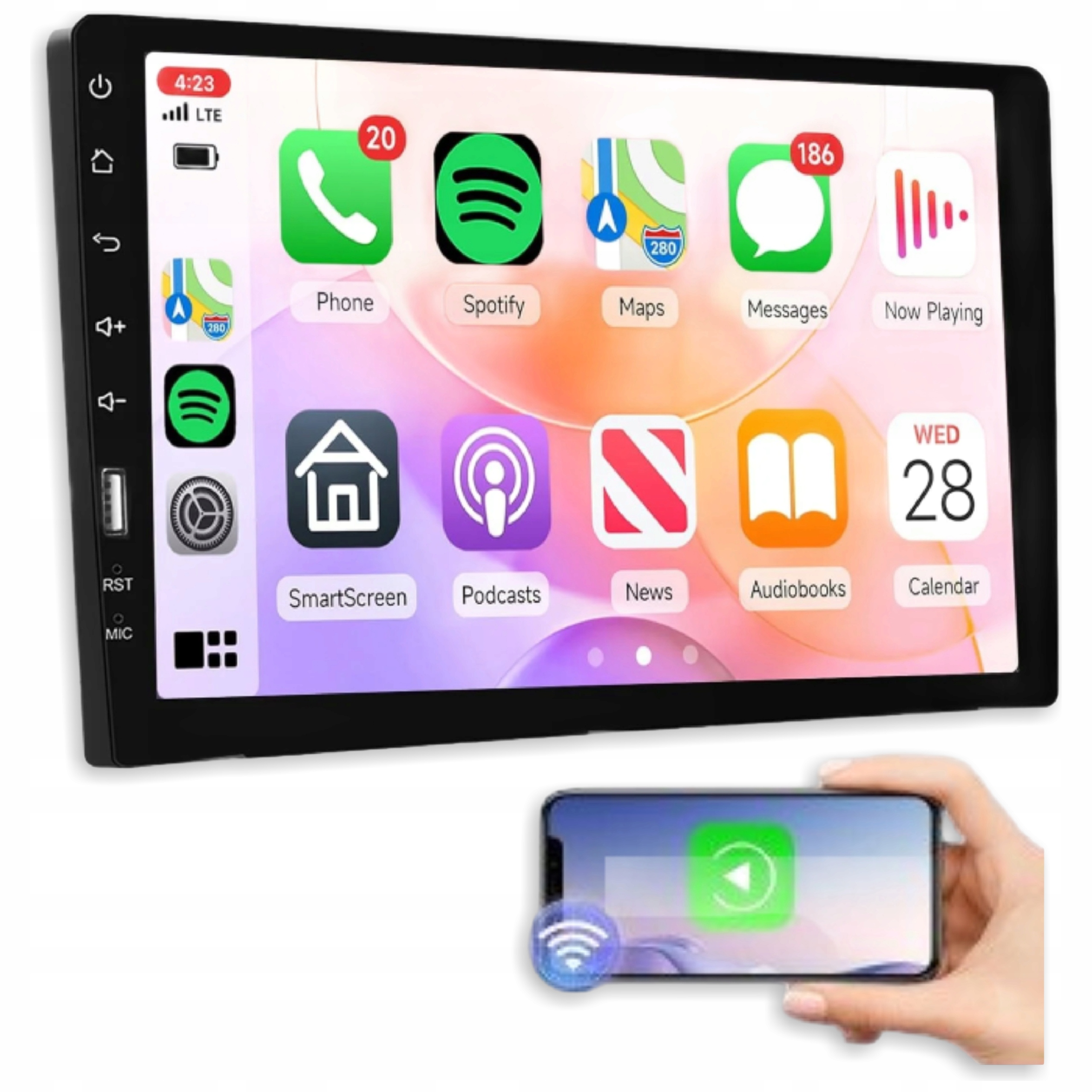 Automobilové rádio 1 Din Carplay 9 palcov Dotykový displej Bluetooth Android