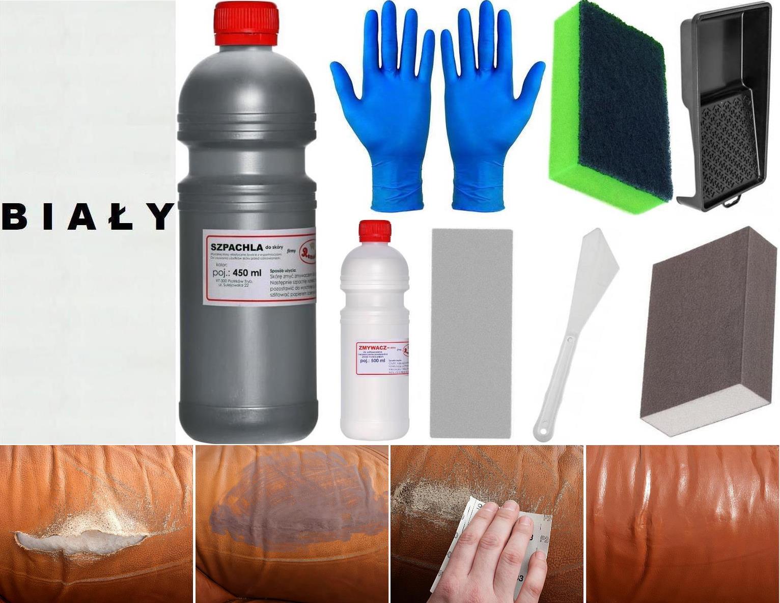 Bílé lepidlo na díry a škrábance a praskliny v čalounění z kůže