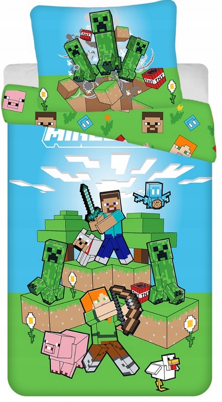 Minecraft Komplet Bawełnianej pościeli pościel na zamek Dla Gracza 140x200