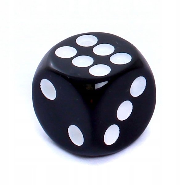 Rebel Kość K6 | 6 ścian matowa czarna oczka 12 mm