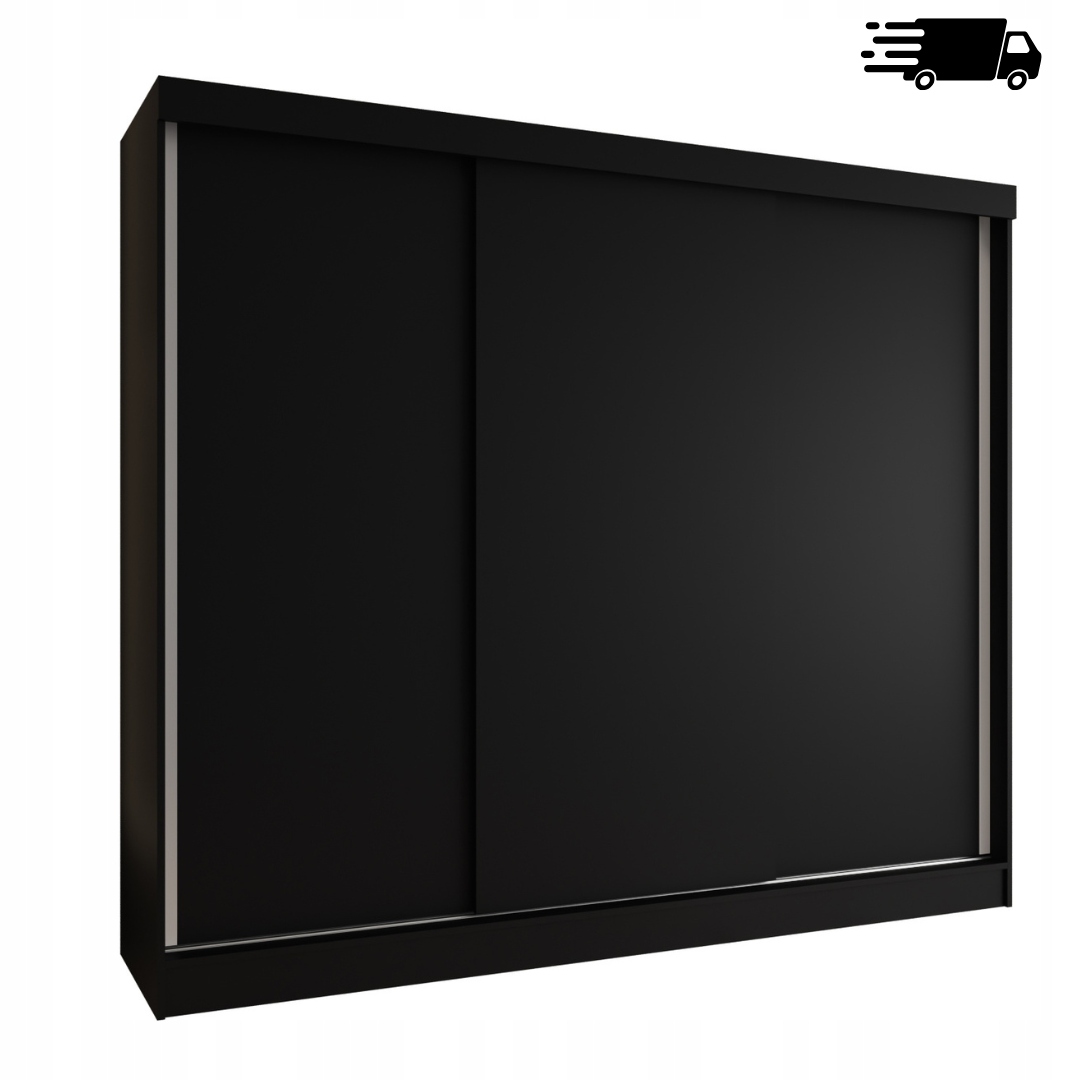 Szafa Przesuwna 3D 150x205x59 cm Czarny Mat trzydrzwiowa Do Sypialni S24
