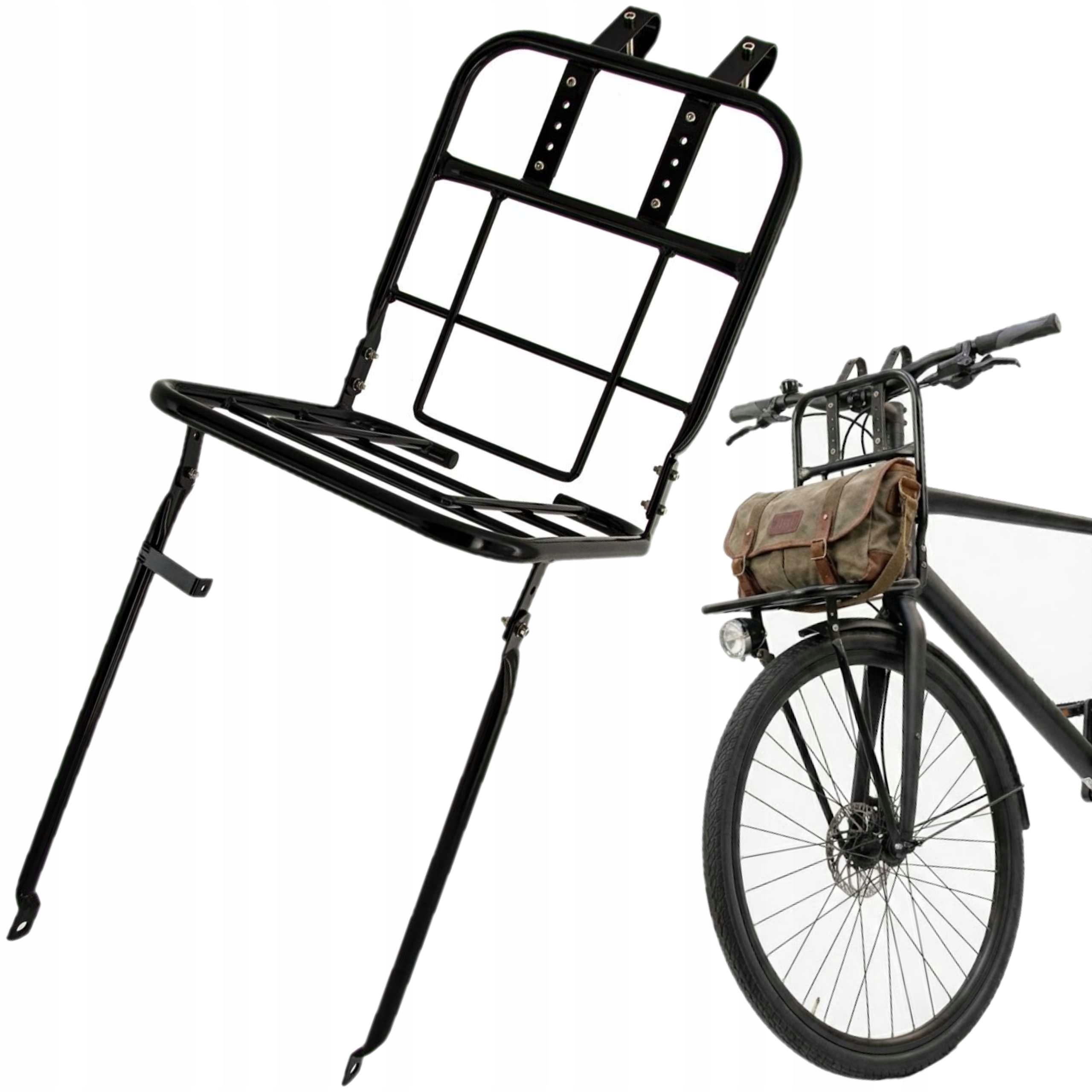 Bagażnik Rowerowy Przedni Stalowy Cargo Czarny Do 15kg Bagażnik Na Rower