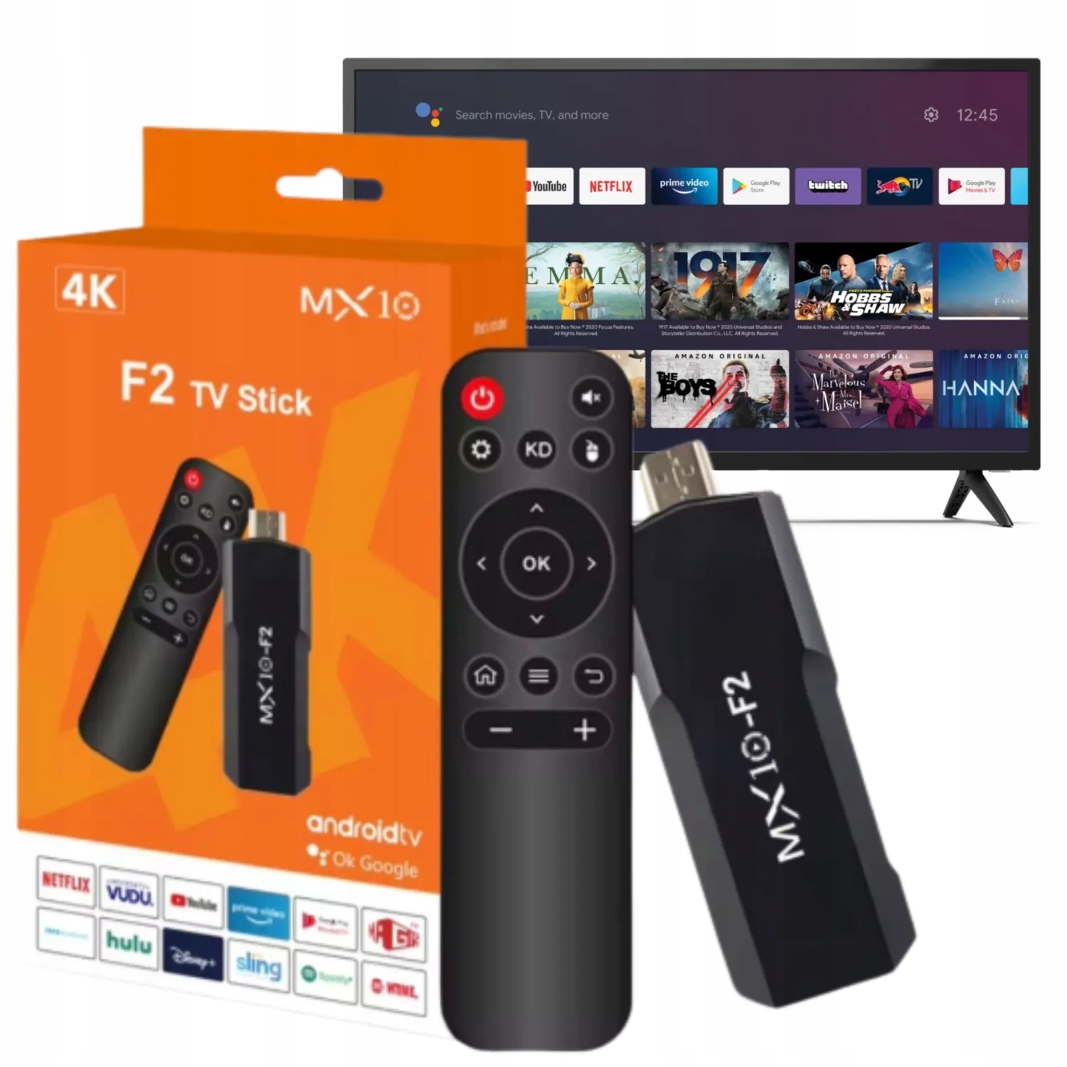 Tv Stick Android 4K Odtwarzacz Multimedialny Smart Hdmi WiFi Bluetooth 8GB