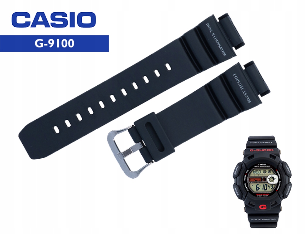 Casio 10270945 Řemínek k hodinkám G-9100 G-9100-1 Černý originální