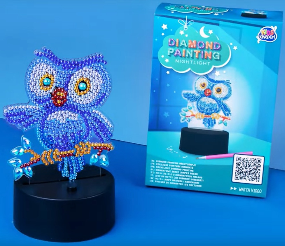 LAMPKA NOCNA ! KOLOROWA SOWA ! MALOWANIE DIAMENCIKAMI ! ZABAWKA KREATYWNA ! Kod producenta 8720812302612