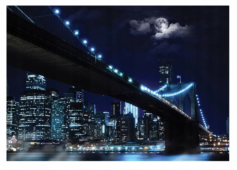 Fototapeta Pohled Na Most Město Noc Obývací Pokoj 3D 254x184