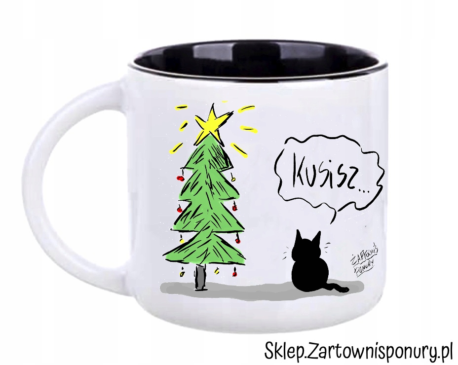 

Kubek ,,Kusisz'' 400ml święta kot choinka humor