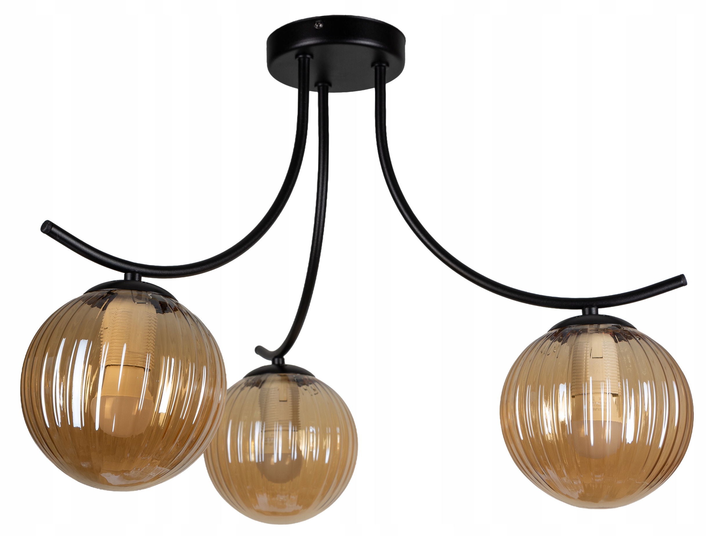 NOWOCZESNA LAMPA SUFITOWA ŻYRANDOL PLAFON CZARNA MIODOWA KULA LOFT LED