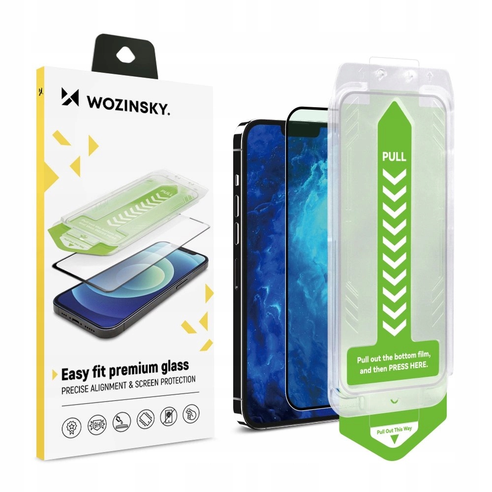 Szkło hartowane 9H z ramką montażową do iPhone 15 Plus Wozinsky Premium Gla
