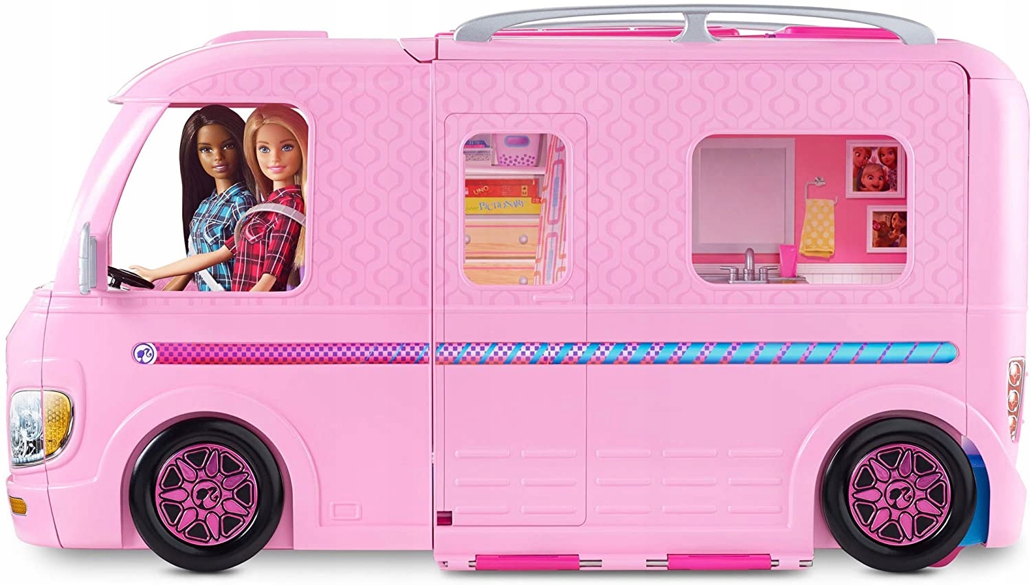 Машина для кукол купить. Машина Барби Dream Camper. Mattel Barbie fbr34 Волшебный раскладной фургон. Фургон для путешествий Барби cjt42. Автотрейлер дом на колесах Барби.