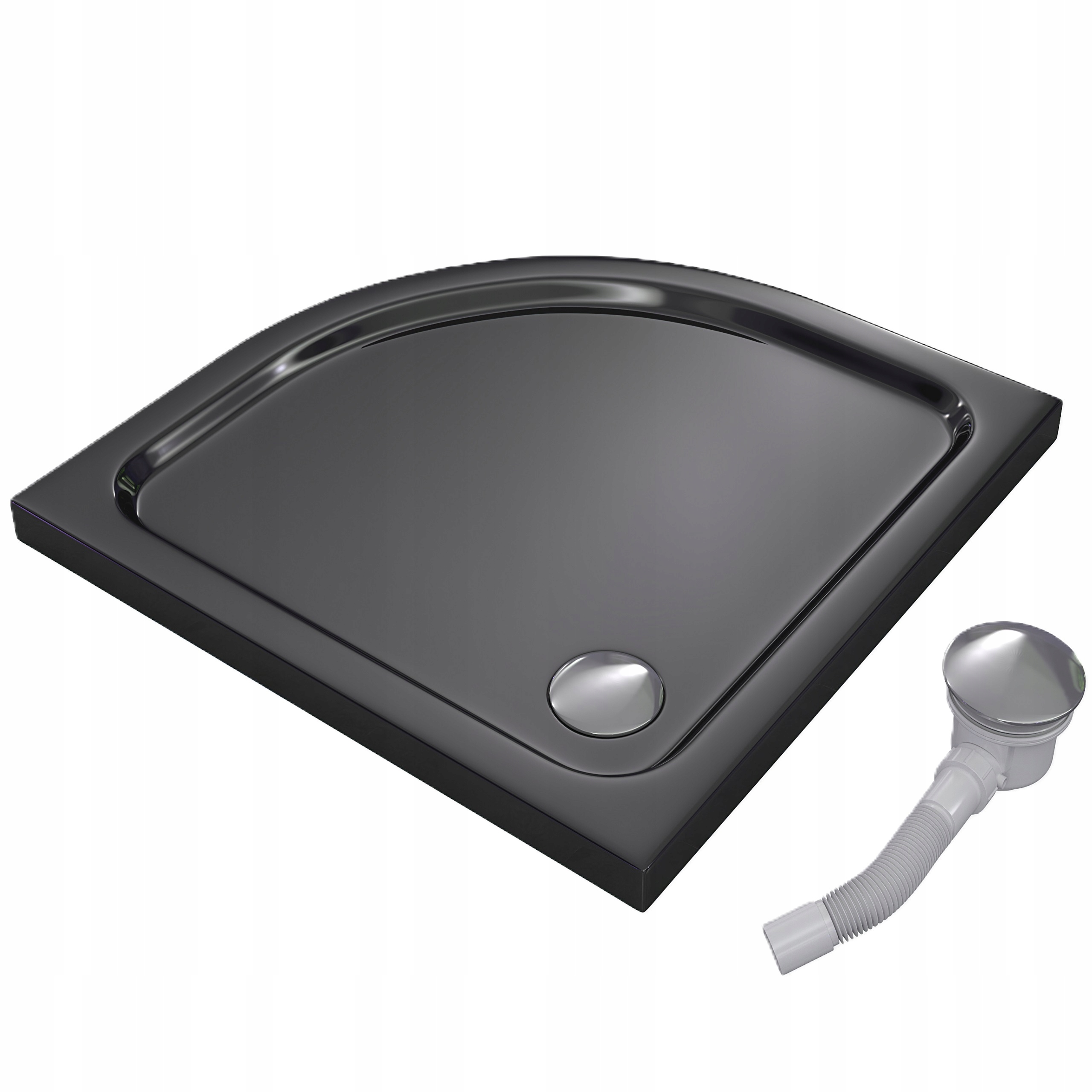 Sprchová Vanička Půlkruhová 100x100 Slim Nízká 5 CM Černá Černý Sifon