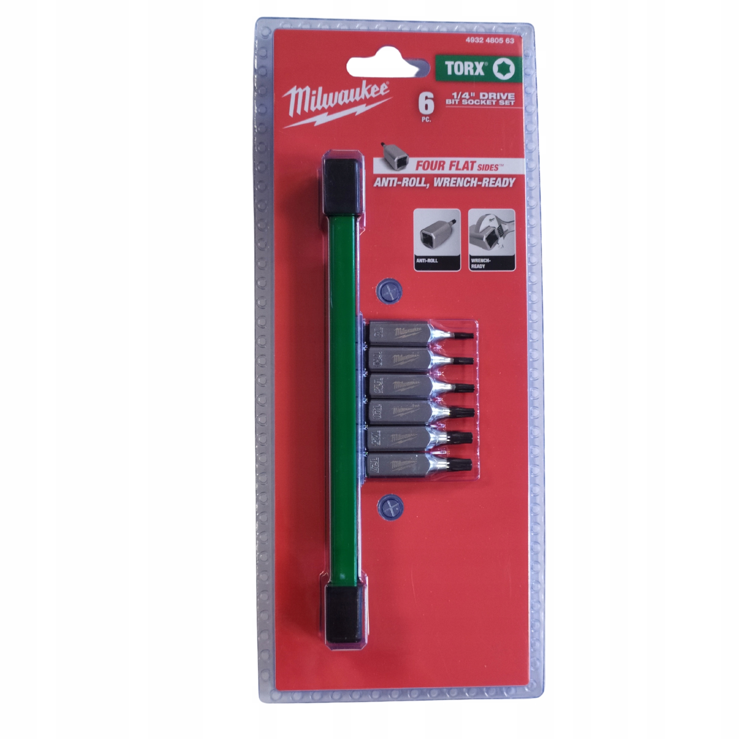 Nasadki trzpieniowe na szynie TORX 1/4” T8-T27 zestaw 7 szt. Milwaukee