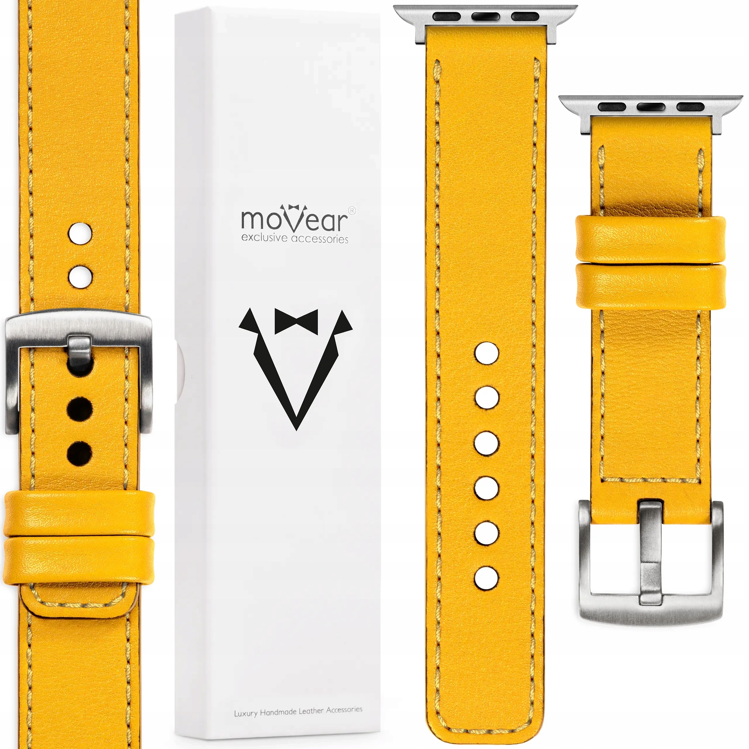 Pásek pro Apple Watch 10 9 8 7 6 5 4-1 Se 46-44 kožený Žlutý