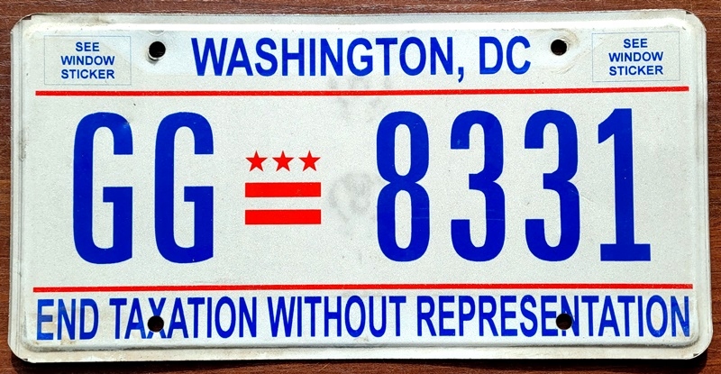 Washington DC - tablica rejestracyjna z USA
