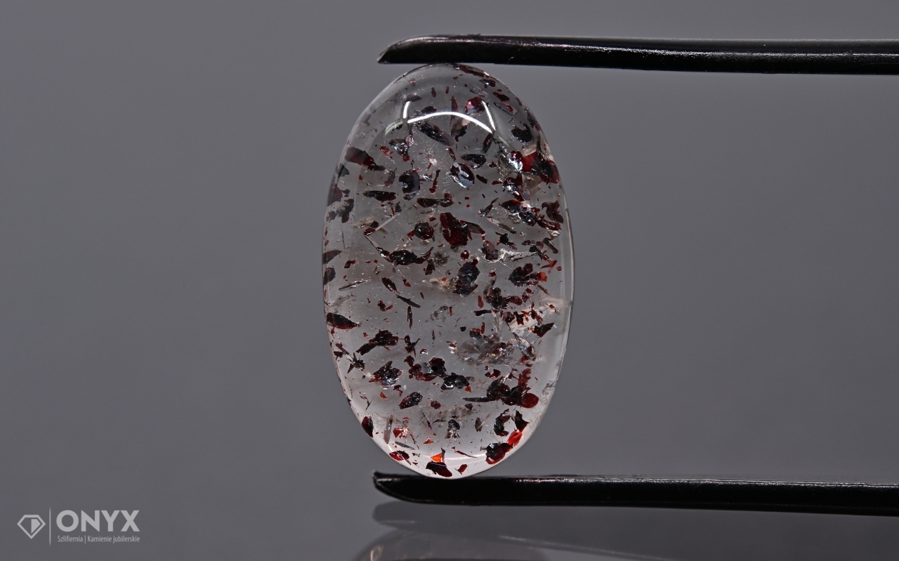 Jahodový křemen kabošon ovál 19x11,8 mm