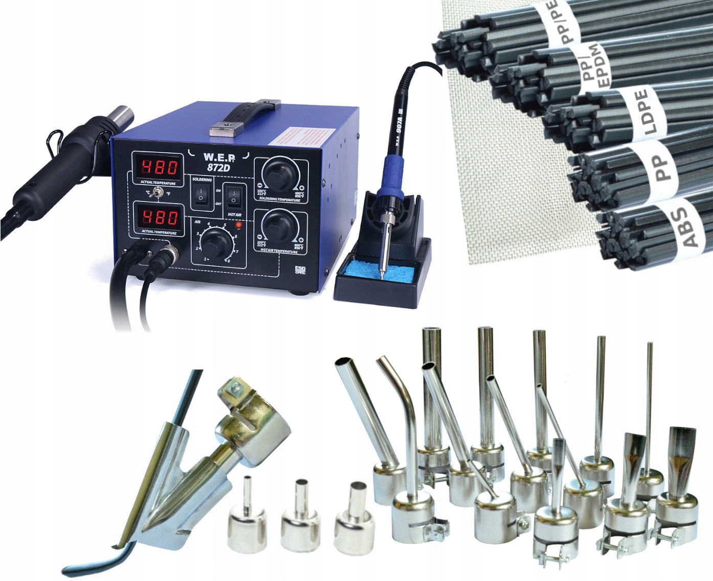 

Spawarka Plastiku 872D 19xDysza Plastik Siatka But