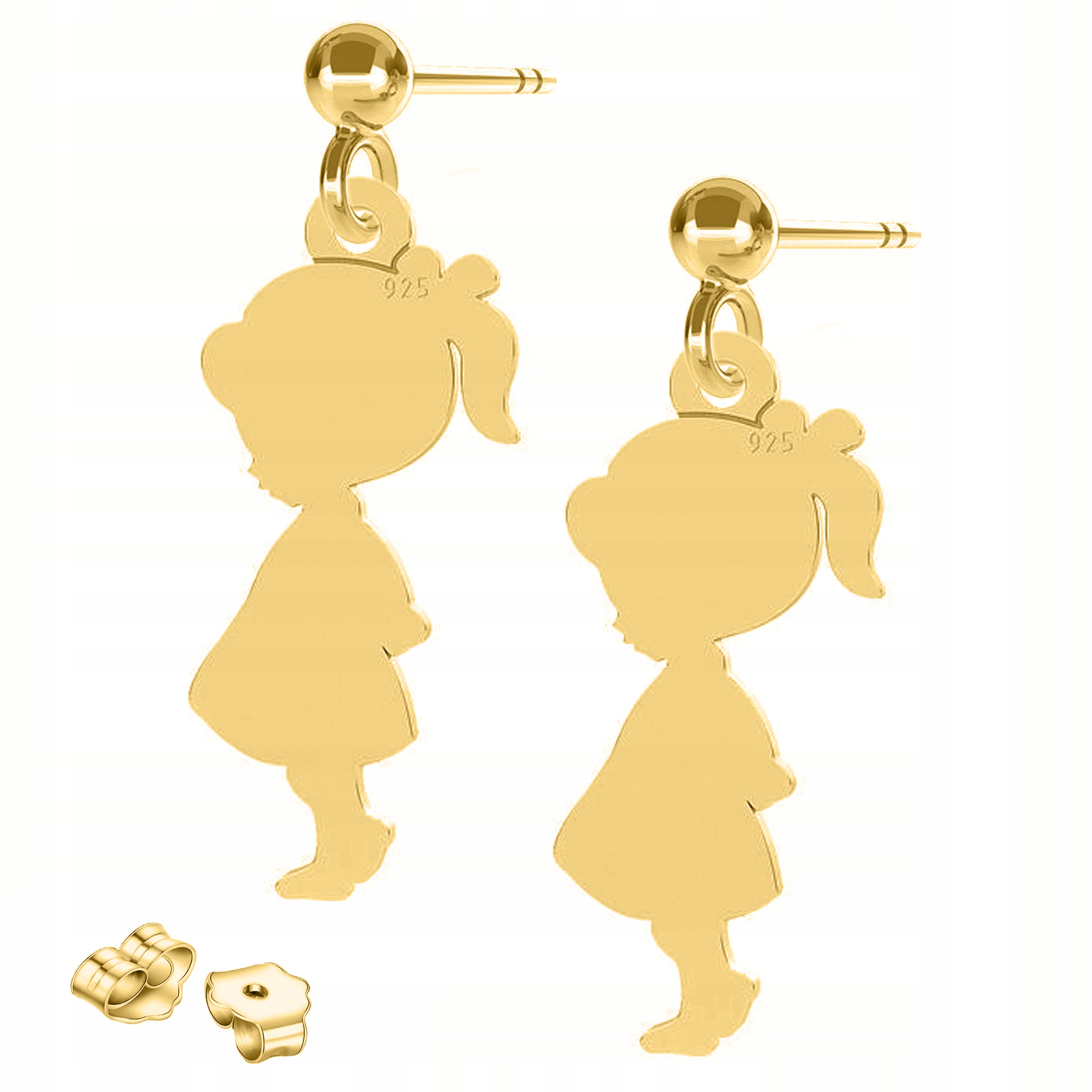 Zlaté Náušnice Dívky Rodina pro maminku Rodinná dcera Stříbro 925