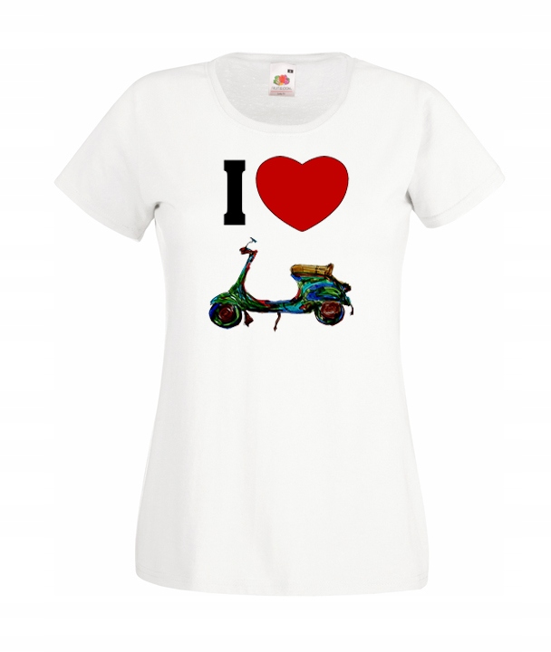 

S Koszulka Damska I Love Skuter Scooter Wzór