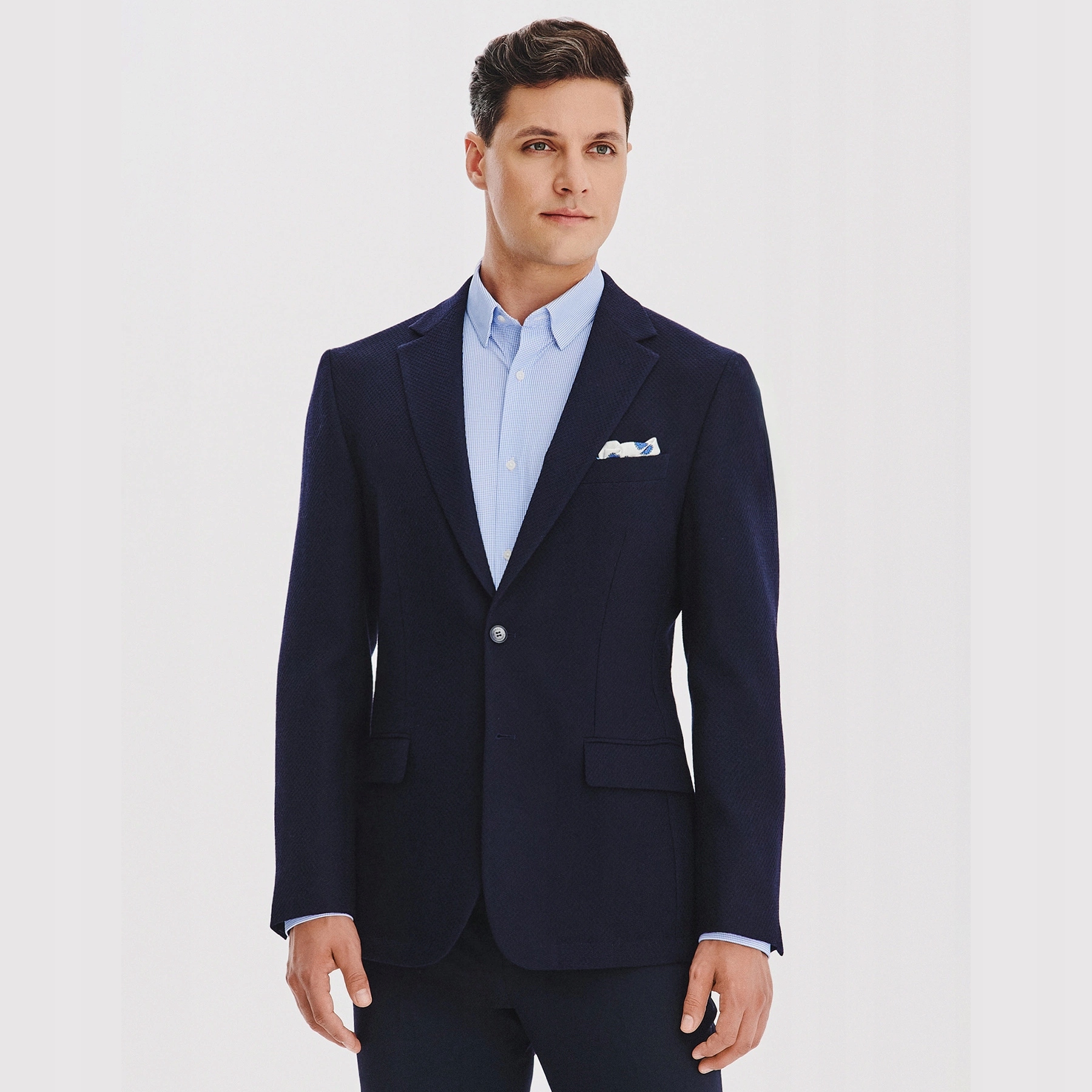 Modrá sako se strukturovaným vzorem a 100% vlnou Pako Lorente vel
