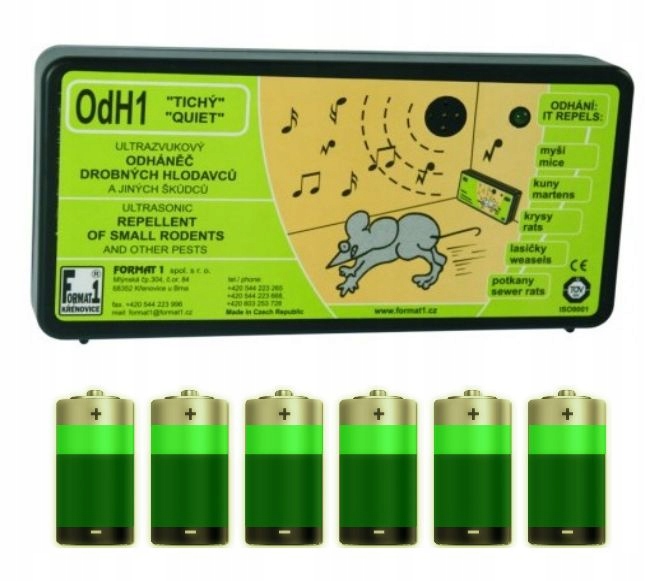 Odpuzovač myší a kun Format OdH1 tichý, sada plašič baterie