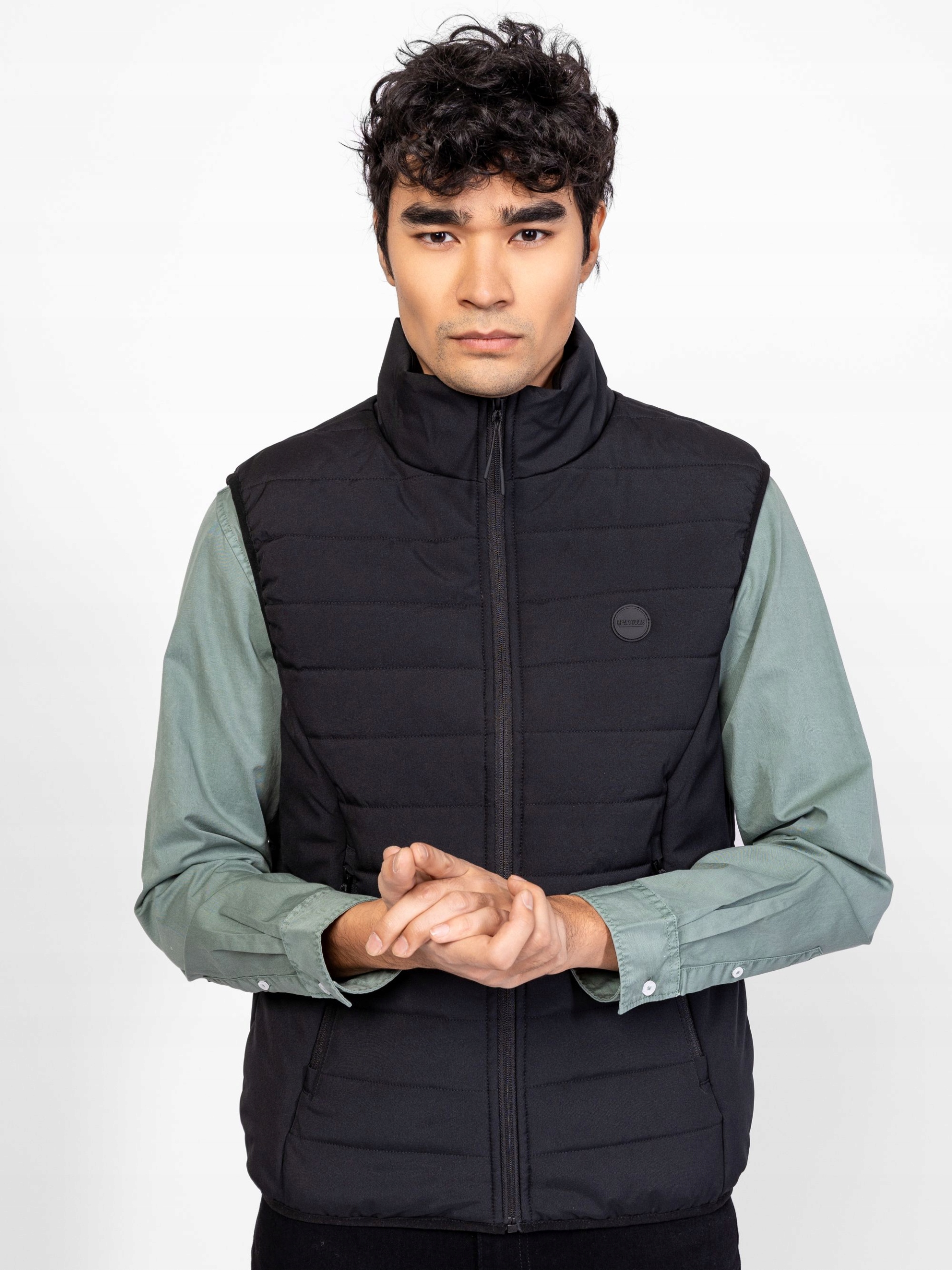 Heavy Tools Pánská Prošívaná Vesta Bez Rukávů Warman Černá XXL