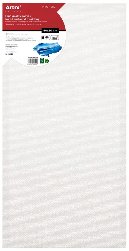 Malířské Plátno pro malování barvami Plátno 80x40 cm 280 g/m2 Main Paper