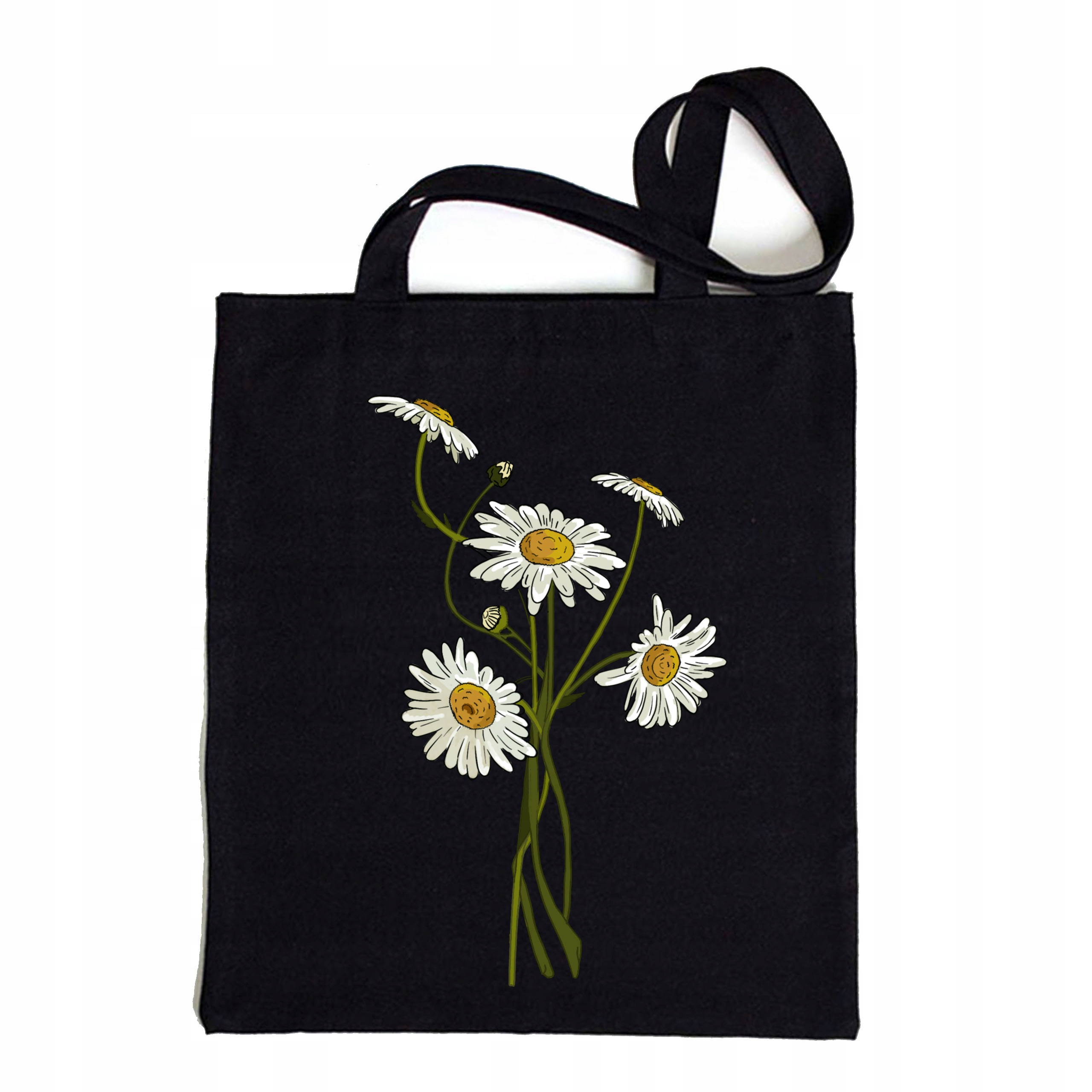 TORBA BAWEŁNIANA KWIAT STOKROTKI KWIATKI CZARNA