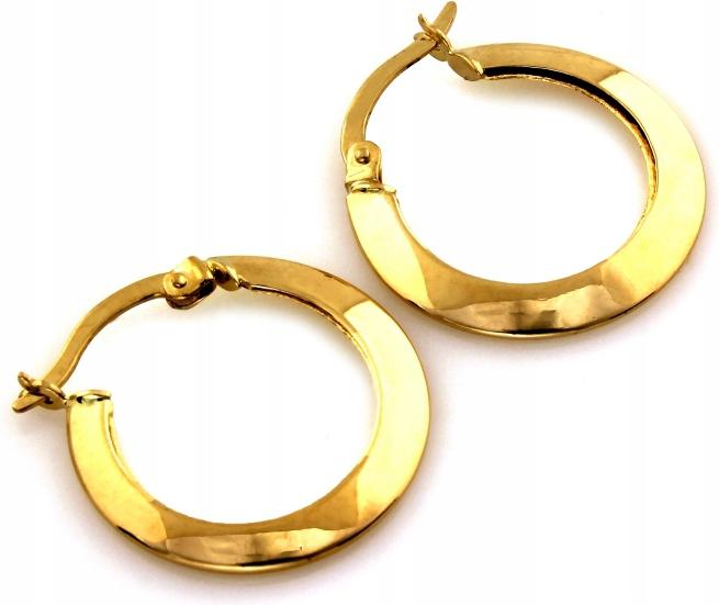 Nadčasové zlaté kruhové náušnice 585 široké 22 mm anglické dárek