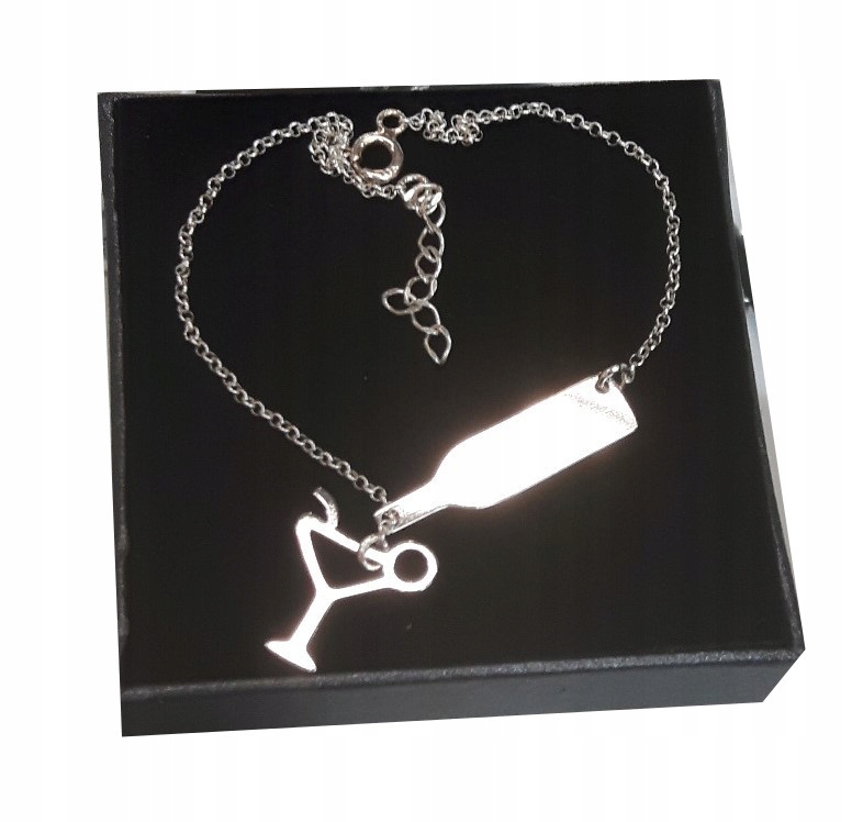 

Srebrna bransoletka butelka z kieliszekiem SREB925