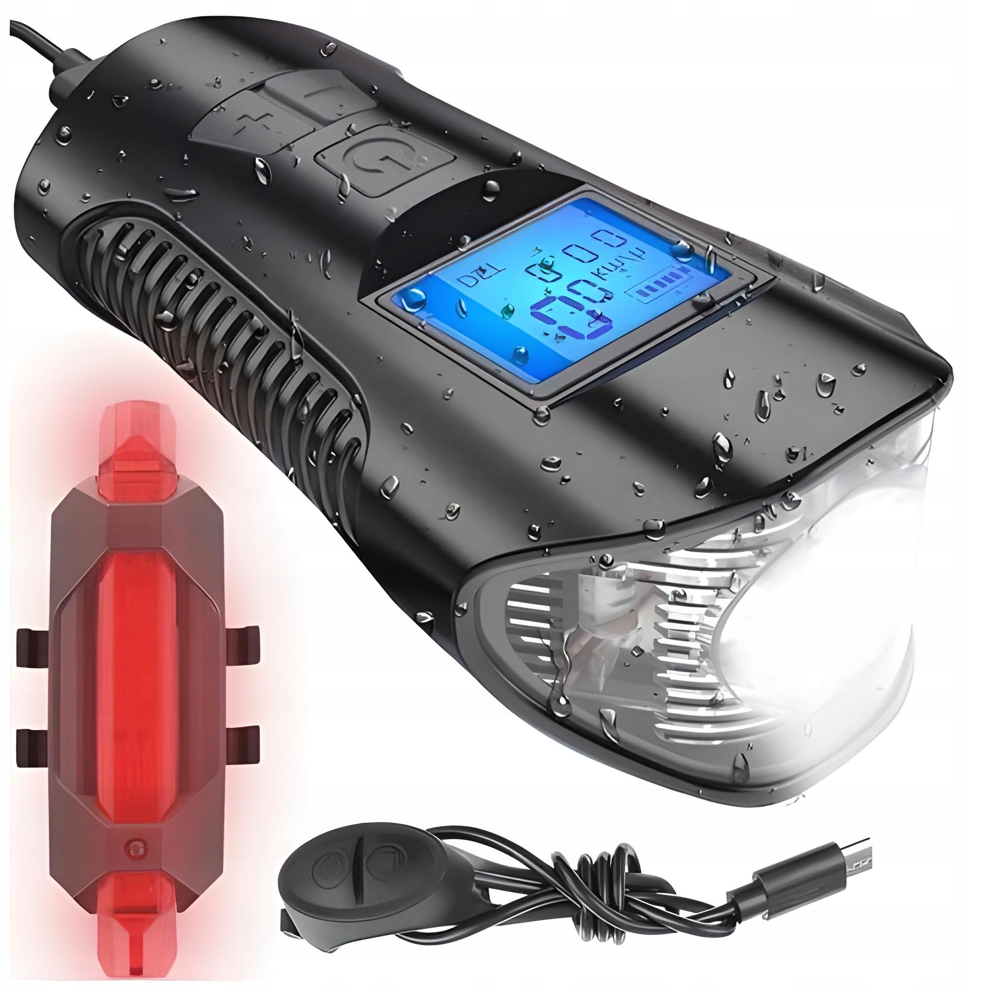 Lampka Rowerowa Tylna + Przednia LED USB 5 Funkcji