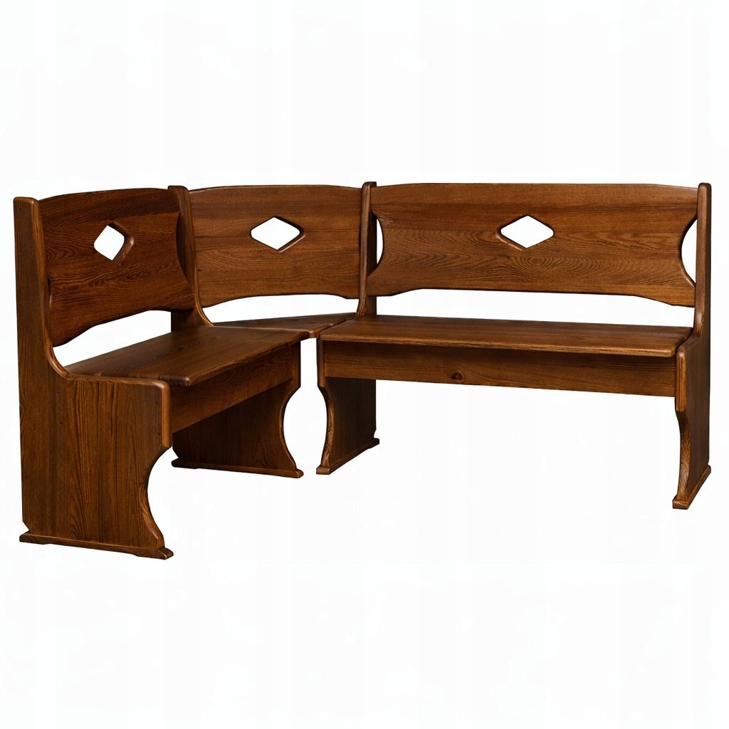 Dřevěný rohový kus borovice do kuchyně, jídelny, masivní dřevo Model Ořech