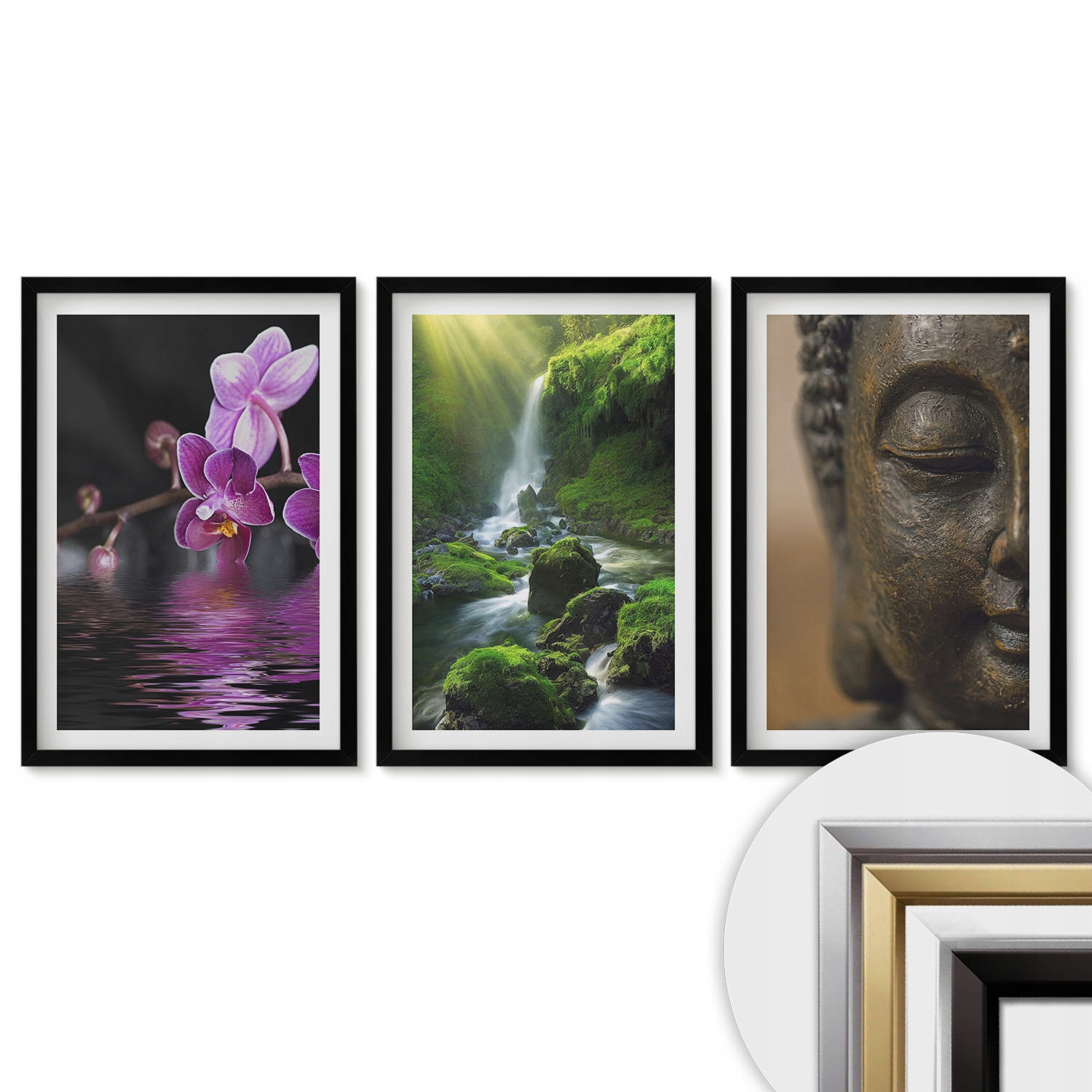 Sada nástěnných obrazů Sada do bytu Květiny vodopád Buddha skály Zen