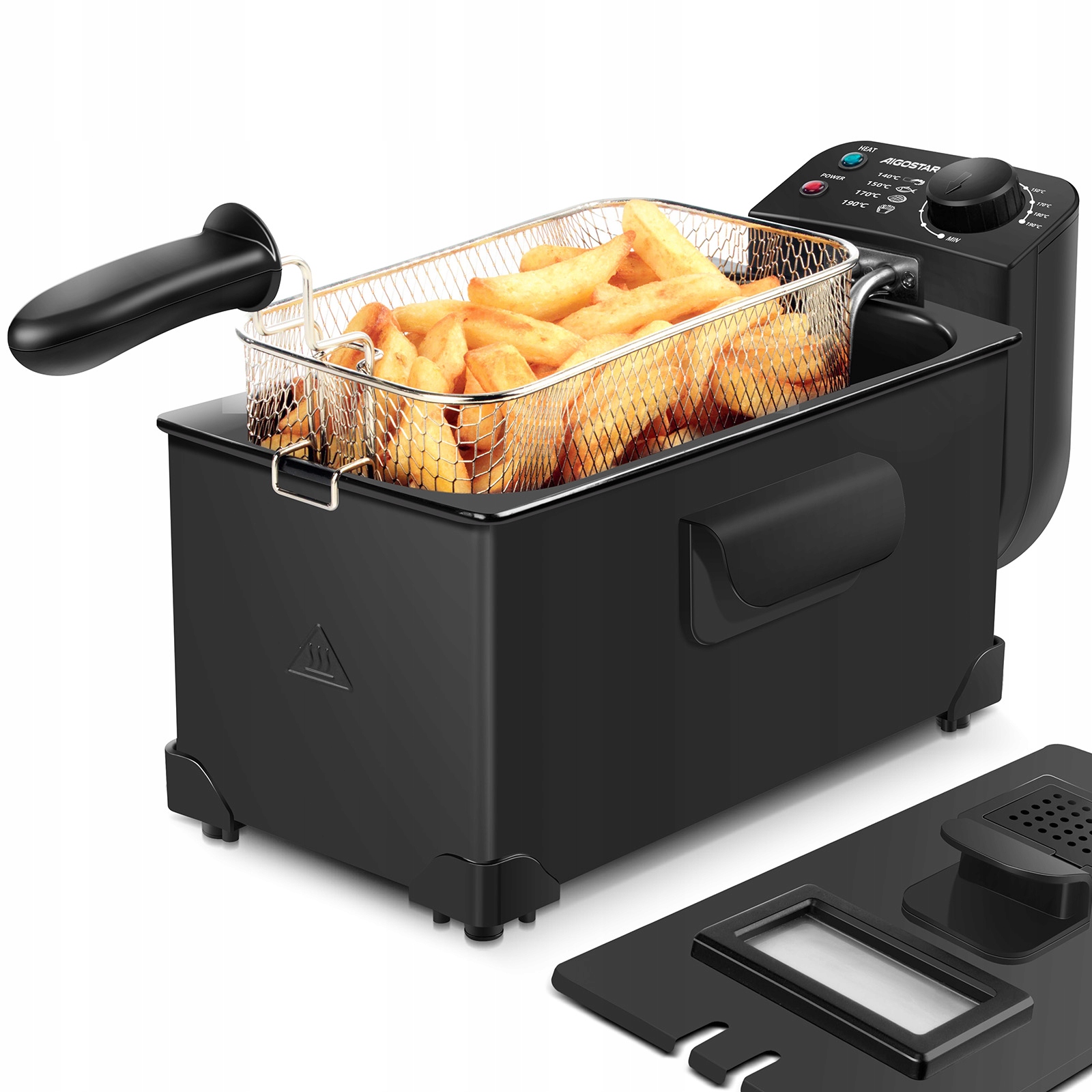 Frytkownica Olejowa Stalowa Mocna 3 l 2200w czarny Aigostar