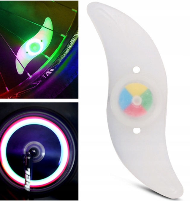 LAMPKA ROWEROWA LED ŚWIECĄCA NAKŁADKA NA SZPRYCHY KOŁA RGB KOLOROWA