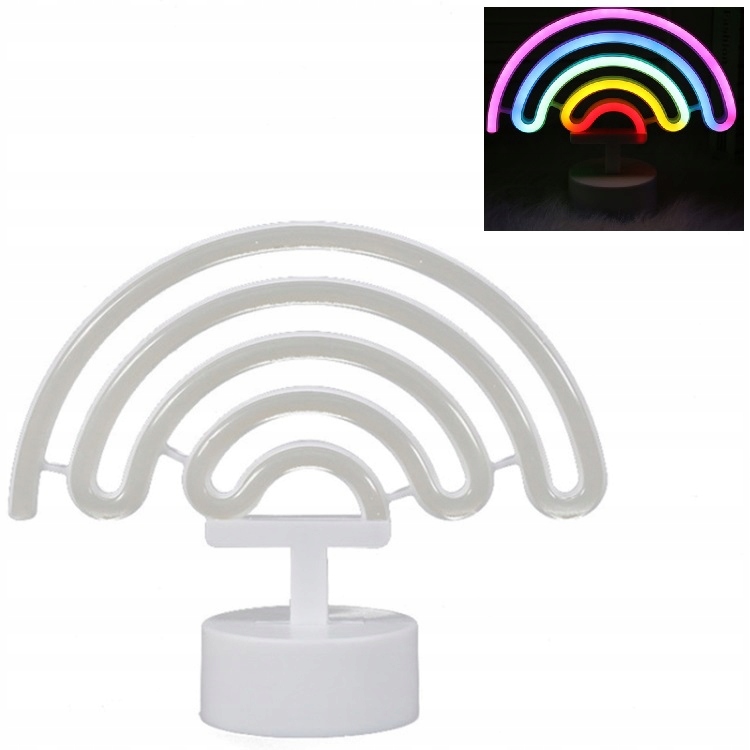 NEON LED TĘCZA WISZĄCY LAMPKA ŚCIENNA TĘCZA 3xAA