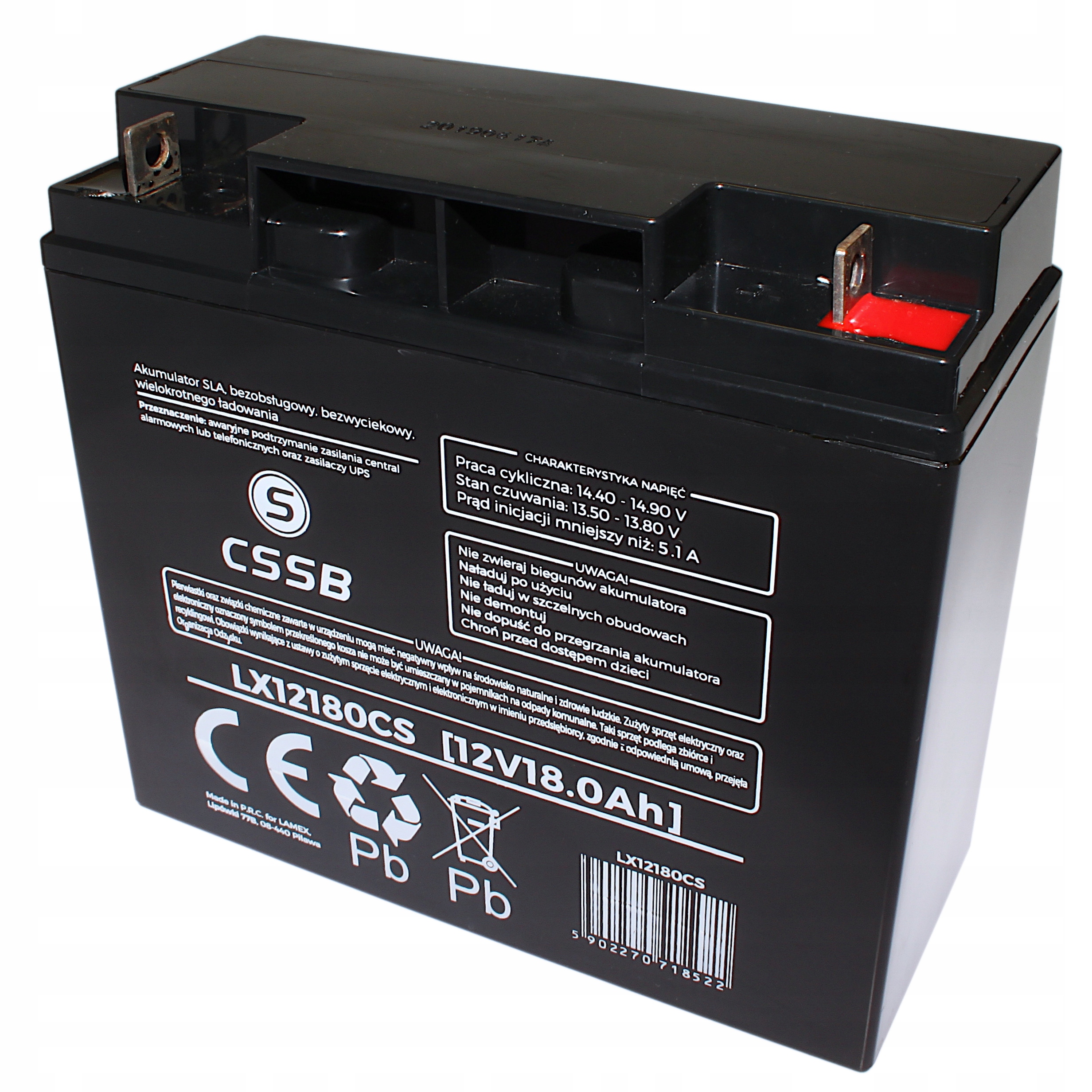 Akumulátor Agm 12V 18Ah Cssb (rozměr 17Ah 20Ah) autíčko Ups solární kolo