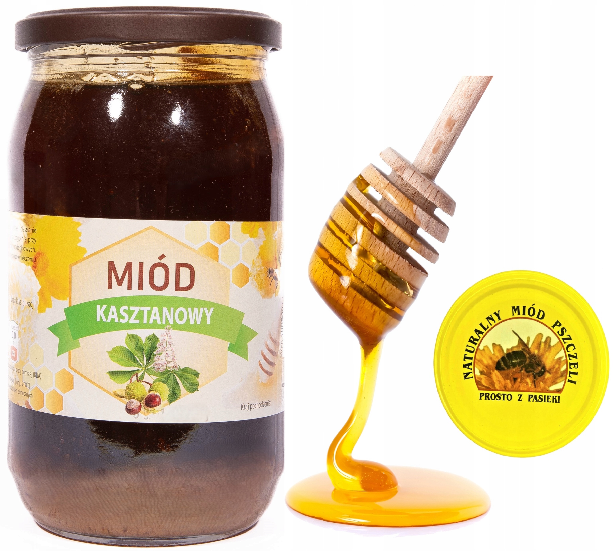 Kaštanový Med nektar, Sklizeň 2025 Polský 1,1kg Dárek naběračka na med