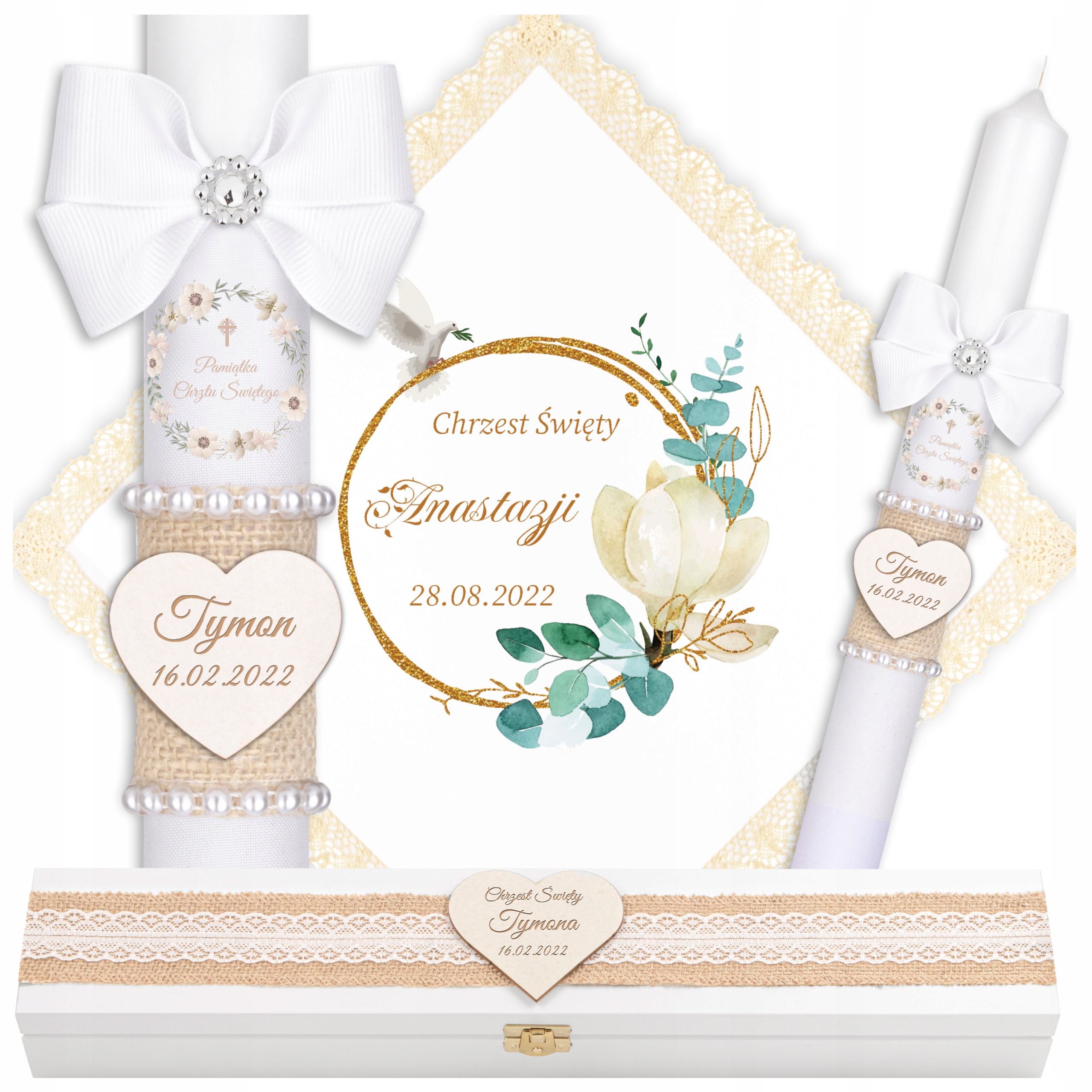 

Świeca Na Chrzest Szatka Do Chrztu Pudełko Drewno