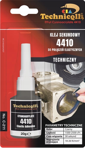 Klej cyjanoakrylowy elastyczny czarny klej do gumy 20g Technicqll