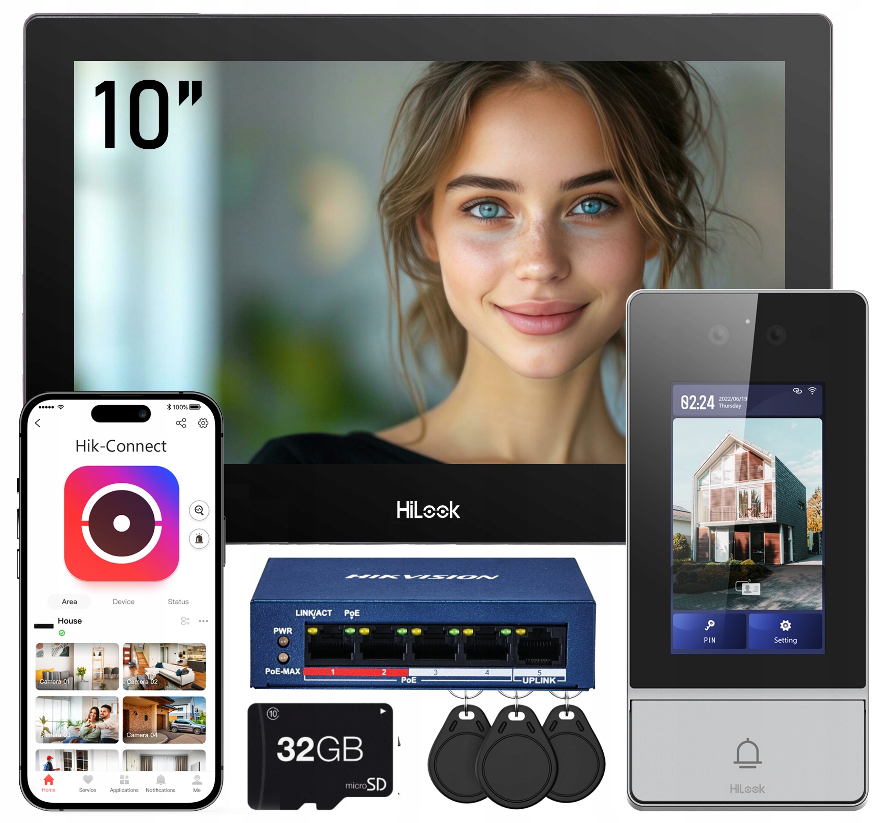 Videovrátnik Video Domofón Wifi 10" Ultra Bránka Kód Čítačka Hilook